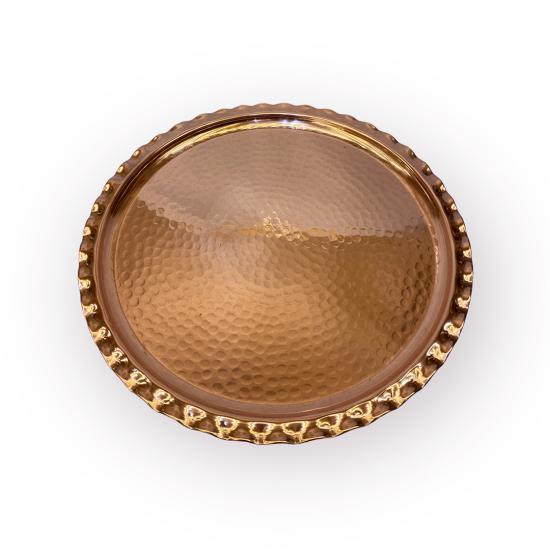 Dövme Bakır Çirtikli Tepsi 35 cm (EFMR-2929-1)