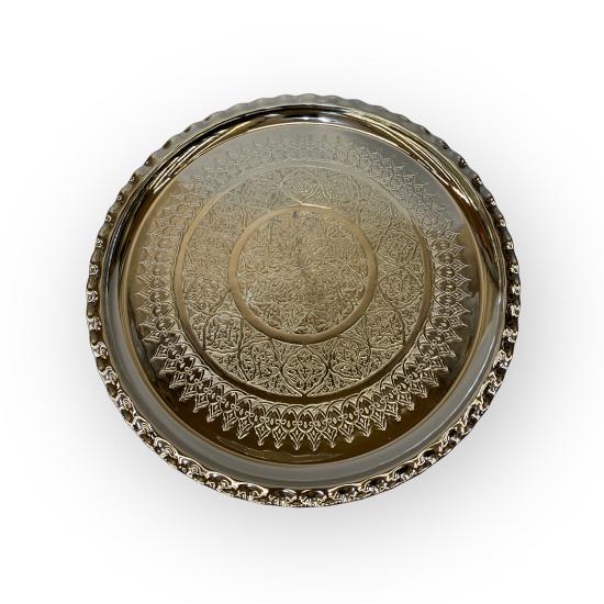 İşlemeli Çirtikli  Bakır Tepsi 38 cm (EFMR-2937-2)