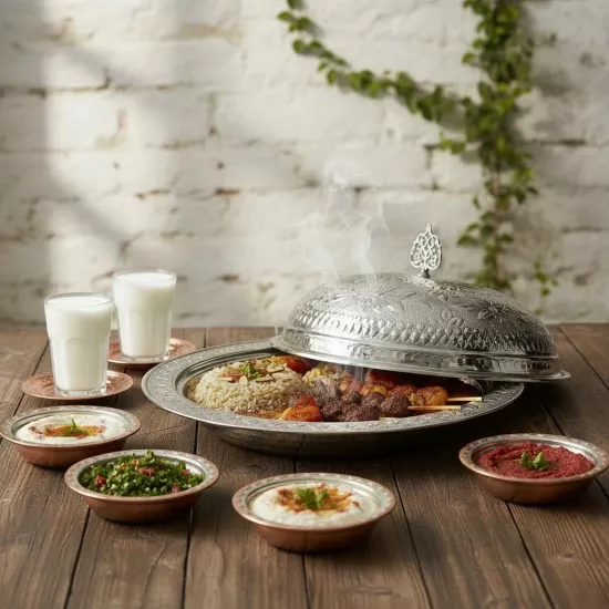 40 cm İşlemeli Bakır Kayık Sahan (EFMR-2309-2)