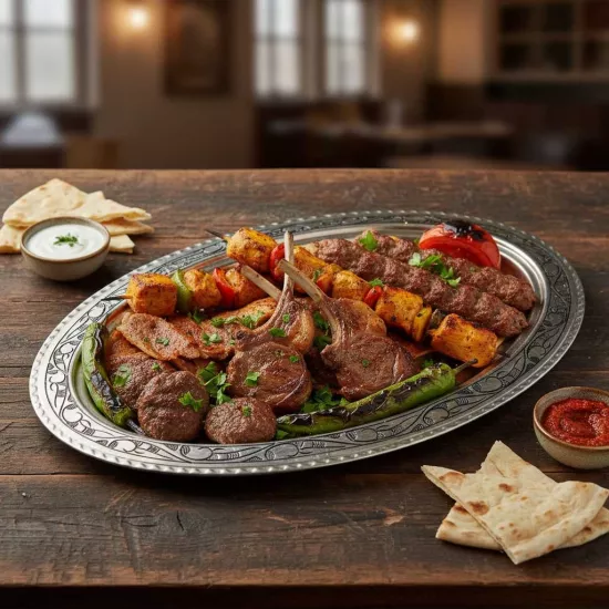 40 cm İşlemeli Bakır Kayık Tabak, İşlemeli Bakır İskender Tabağı (EFMR-2358-4)