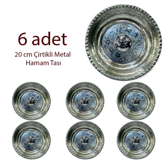 6 adet Metal Hamam Tası 20 cm (EFMR-3621-26)
