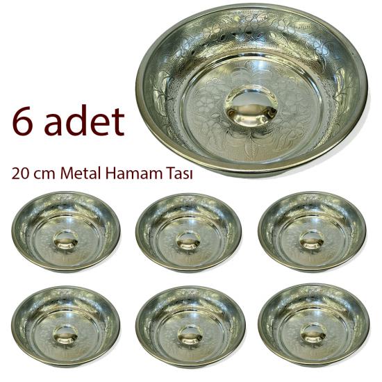 6 adet Metal Hamam Tası 20 cm (EFMR-3620-26)
