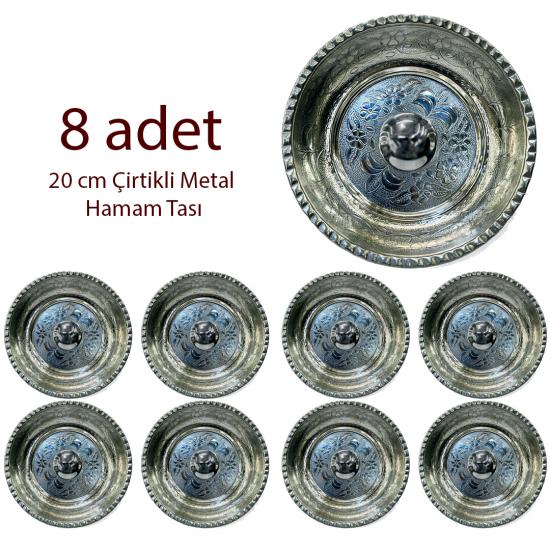 8 adet Metal Hamam Tası 20 cm (EFMR-3621-28)