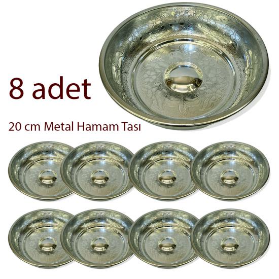 8 adet Metal Hamam Tası 20 cm (EFMR-3620-28)