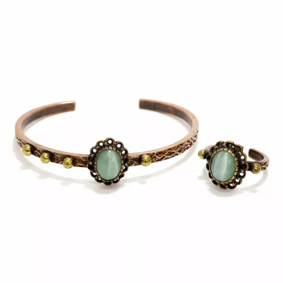 Açık Mavi Kirpikli Bileklik ve Yüzük (EFMR-6103-3)