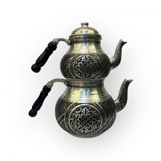 Ağır İşlemeli Bakır Çaydanlık, Ağır Nakışlı Bakır Çaydanlık, Eskitme Bakır Çaydanlık, El İşi Bakır Çaydanlık (EFMR-1520-4)