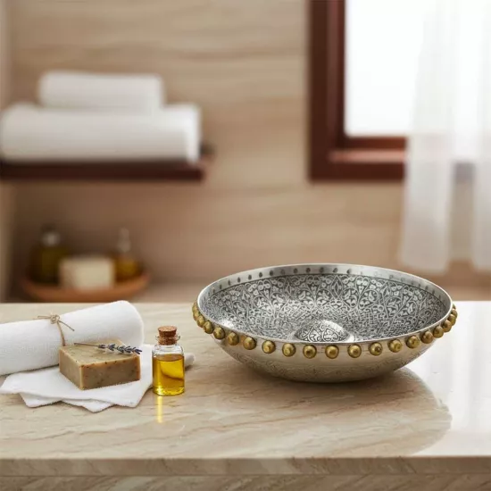 Ağır İşlemeli Bakır Hamam Tası (EFMR-3632-4)