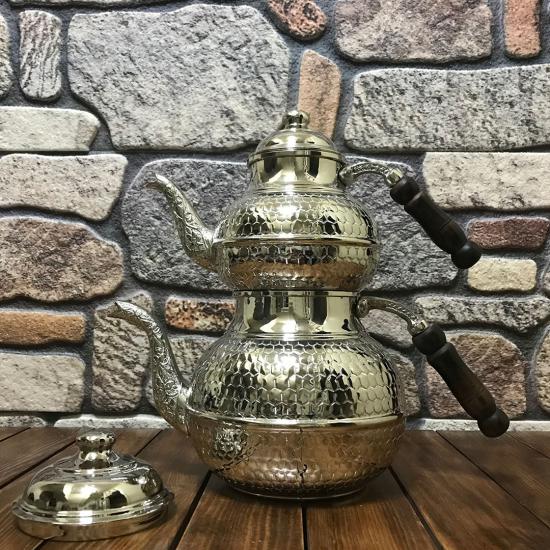 Bal Peteği Modelli Bakır Çaydanlık (EFMR-1515-2)