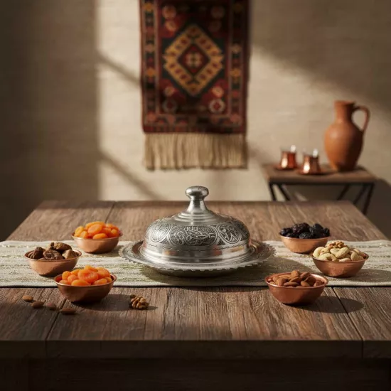 İşlemeli Eskitme Bakır Pilavlık (EFMR-2329-4)