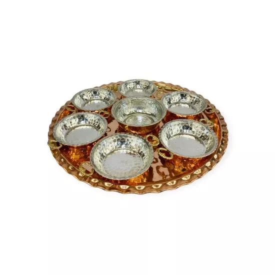 Bakır Mini Kahvaltı Takımı Tepsili (EFMR-2348-1)