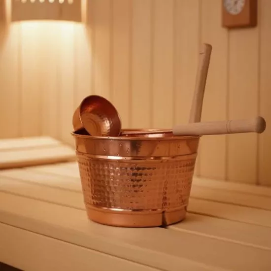 Bakır Sauna Kovası ve Kepçesi (EFMR-3515-1)