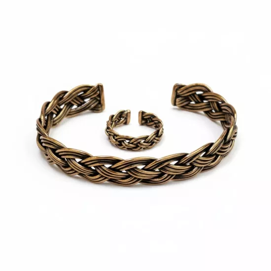 Bakır Tel Örme Bileklik ve Yüzük (EFMR-6005-3)