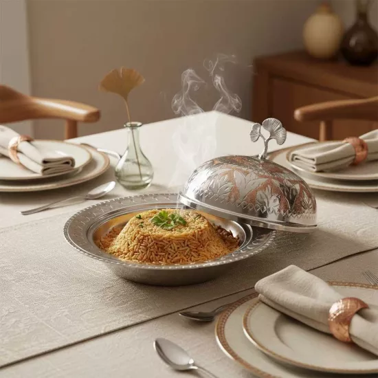 Renkli İşlemeli Bakır Pilavlık No: 2 (EFMR-2375-7)