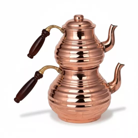 Dilimli Bakır Çaydanlık Orta Boy (EFMR-1513-1)