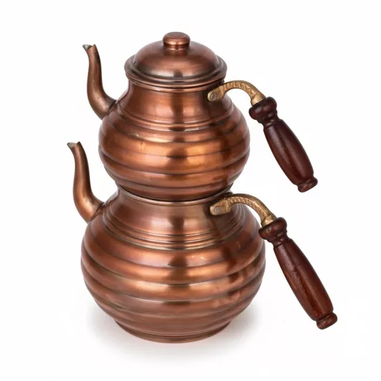 Oksitli Dilimli Bakır Çaydanlık  (EFMR-1513-3)