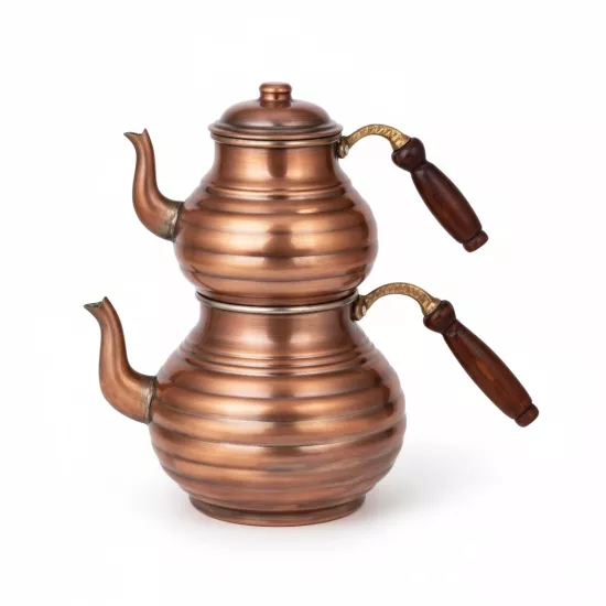 Oksitli Dilimli Bakır Çaydanlık  (EFMR-1513-3)