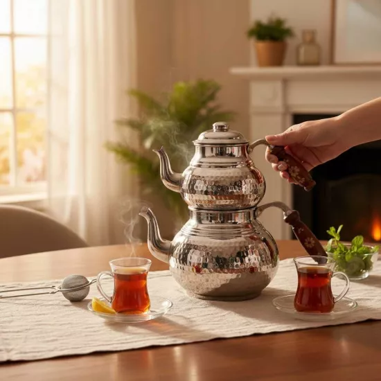 Dövme Bakır Çaydanlık Orta Boy (EFMR-1505-2-60)