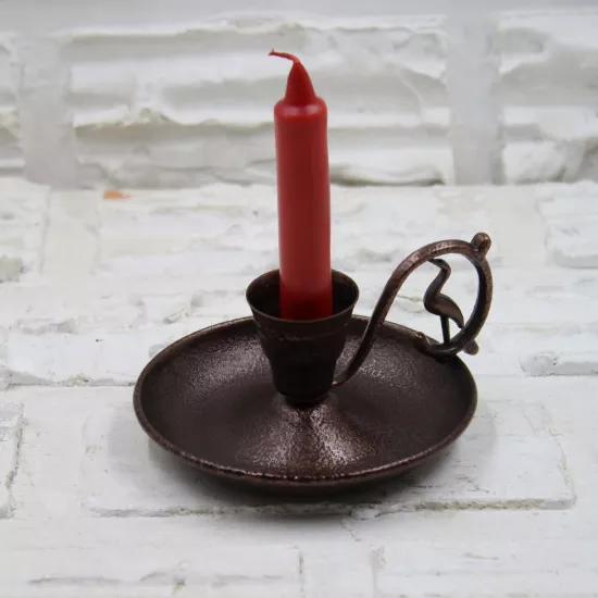 Kahve Rengi Rustik Metal Şamdan (EFMR-1004-1)