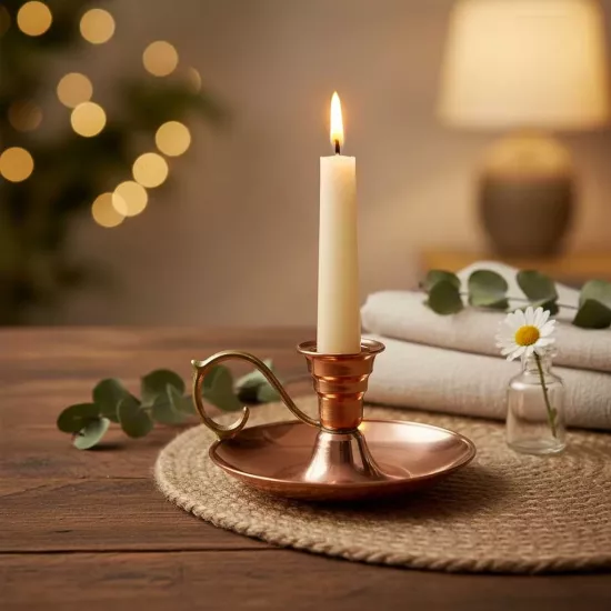 Orijinal Bakır Düz Şinanay Mumluk (EFMR-1091-1)