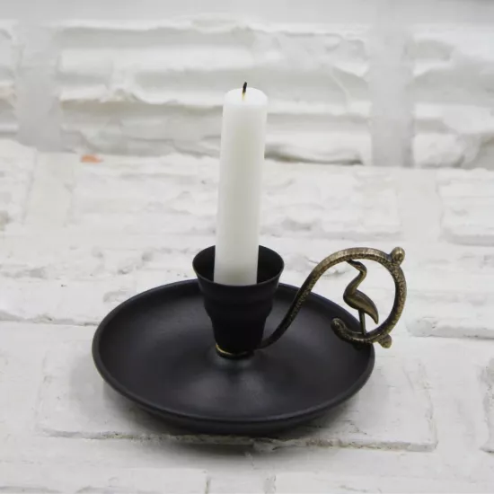 Siyah Rustik Metal Şamdan (EFMR-1004-3)