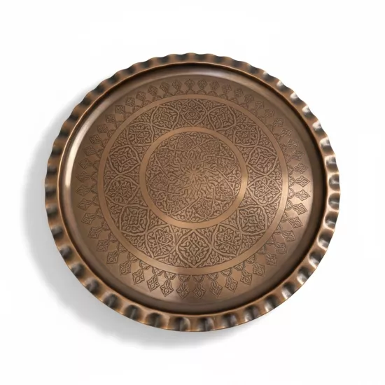 Oksitli Bakır İşlemeli Tepsi 35cm (EFMR-2936-3)