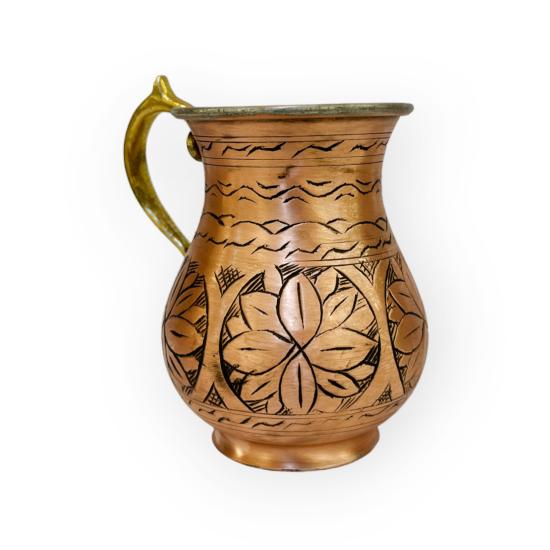 Oyma Nakış Eskitme Bakır Maşrapa (EFMR-2204-5)