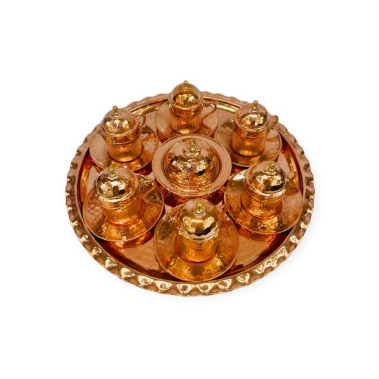 Bakır Dövme 6 Kişilik Kahve Seti (EFMR-2118-1)