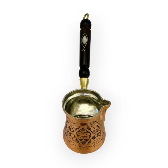 Paşa İşlemeli 3 Kişilik Bakır Cezve (EFMR-1425-53)