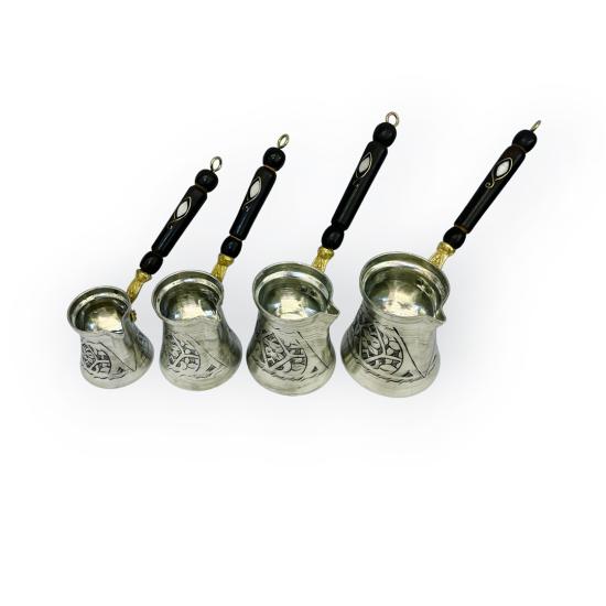 Paşa İşlemeli Kalaylı Cezve Takımı(EFMR-1416-4)
