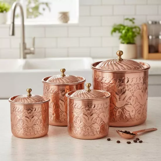 İşlemeli Bakır Safran Baharat Seti (EFMR-1236-1)