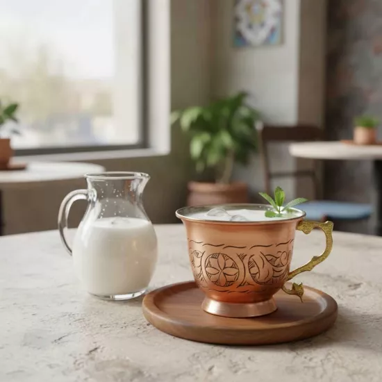 İşlemeli Eskitme Bakır Tas (EFMR-1104-5)