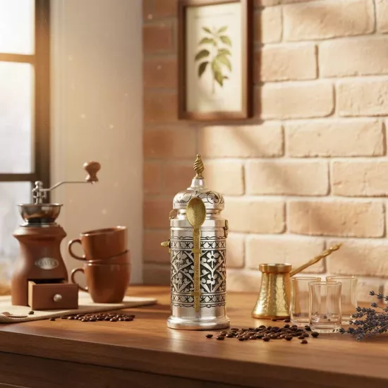 İşlemeli Bakır Kahve Kutusu (EFMR-1225-4)