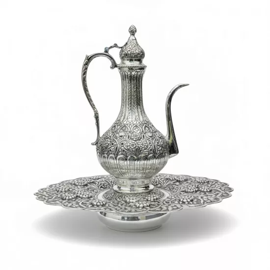 Gümüş Oksitli İşlemeli Leğenli İbrik (EFMR-1904-4)