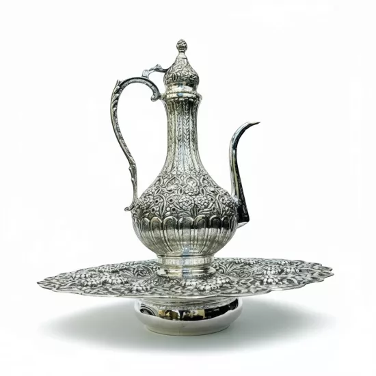 Gümüş Oksitli İşlemeli Leğenli İbrik (EFMR-1904-4)