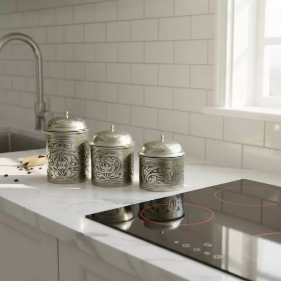 İşlemeli Bakır Baharat Seti, Kalaylı İşlemeli Baharat Seti (EFMR-1223-4)