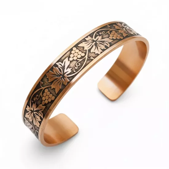 Lazer Motifli, Dualı Bakır Bileklik (EFMR-6161-3)