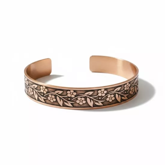 Lazer Motifli, Dualı Bakır Bileklik (EFMR-6156-3)