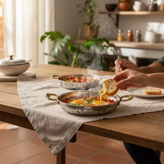 Bakır İşlemeli Eskitme Tava 25 cm (EFMR-2735-4)