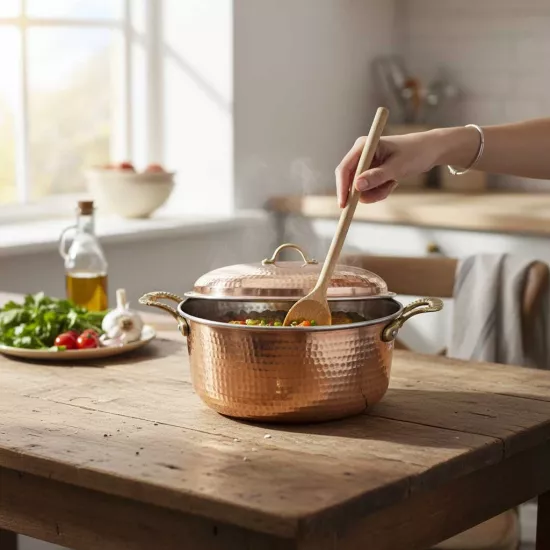 Dövme Bakır Dik Tencere  (EFMR-2801-13)