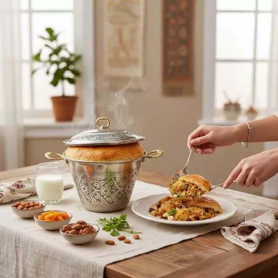 İşlemeli Perde Pilav Tenceresi No:3 (EFMR-2834-43)