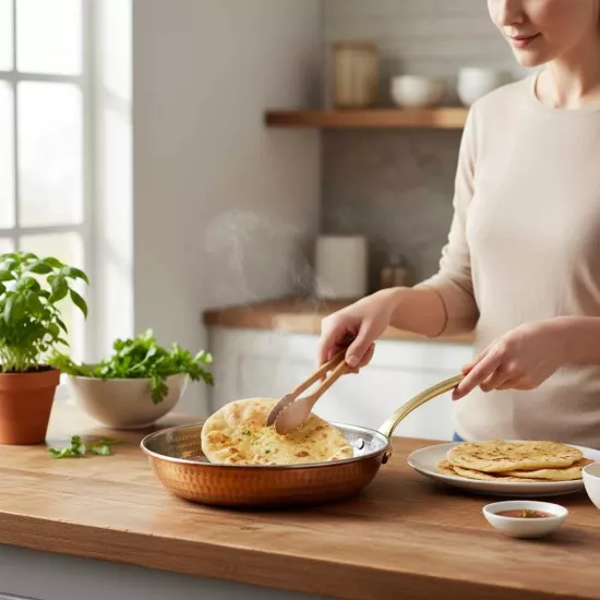 Tek Kulplu Dövme Bakır Tava (EFMR-2745-13)