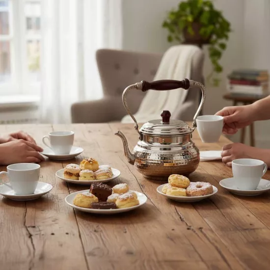 Bakır İtalyan Demlik Nikelli, Bakır Demlik, Üstten Kulplu Bakır Demlik (EFMR-1530-1)