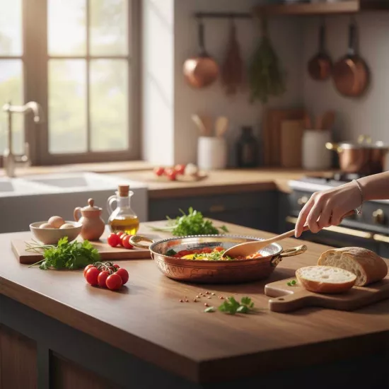 Bakır İşlemeli Eskitme Tava 23 cm (EFMR-2708-5)