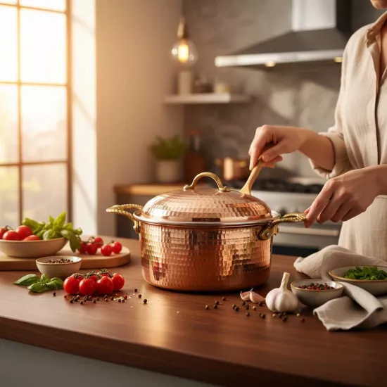 Dövme Bakır Dik Tencere  (EFMR-2801-11)