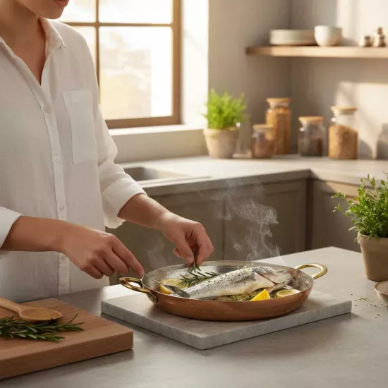 Orta  Boy Oval Bakır Tava (EFMR-2737-1)