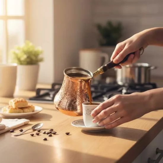 İşlemeli Saray Cezve 8 Kişilik (EFMR-1426-18)