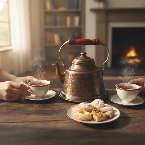 İşlemeli Oksitli Maraş Bakır Demlik (EFMR-1545-3)