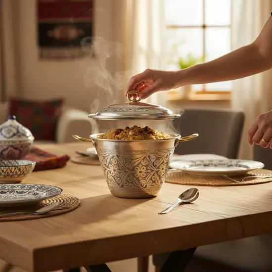 İşlemeli Perde Pilav Tenceresi No:2 (EFMR-2834-42)