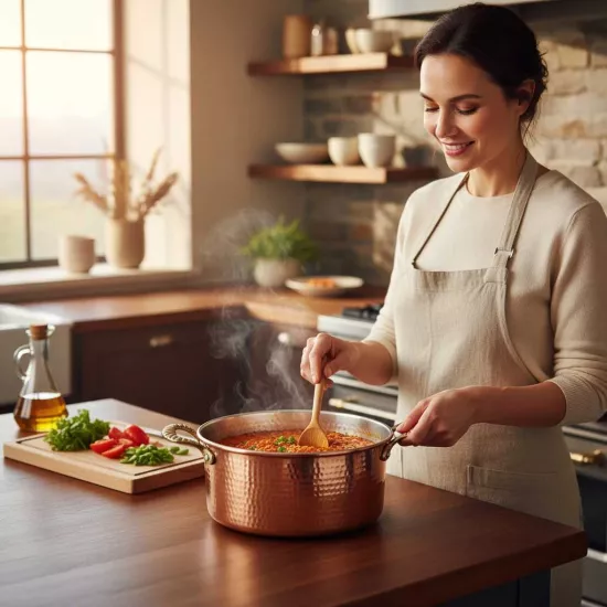 Dövme Bakır Dik Tencere  (EFMR-2801-15)