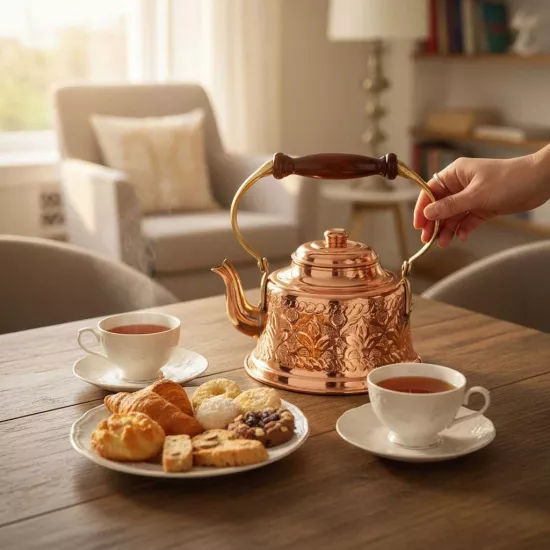 İşlemeli Maraş Bakır Demlik (EFMR-1545-1)